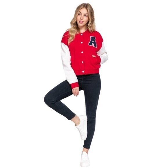 Varsity letter Jacket Women  Medium Red White Letter A Retro Sporty50s Carhop - Picture 2 of 14